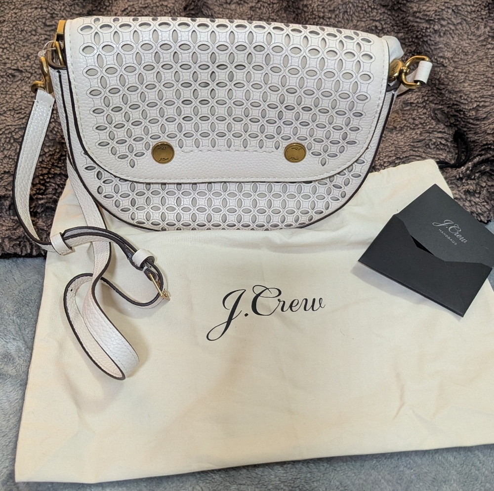 J. Crew White and Gold Crossbody Bag